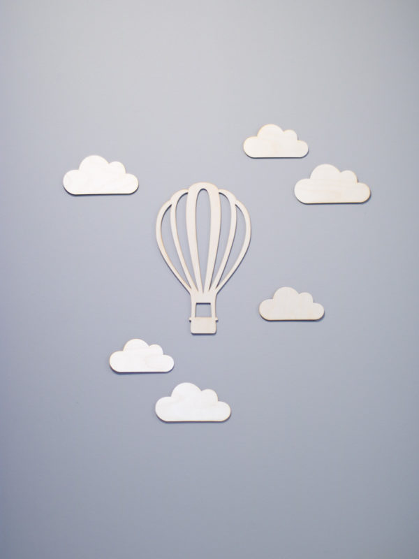 Luftballong og skyer, veggdekor til barnerom