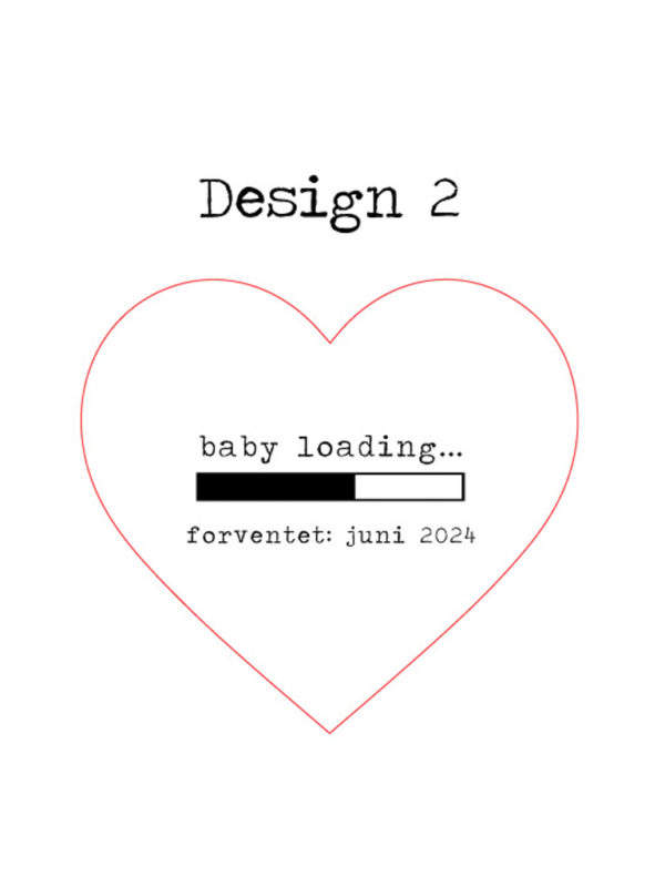 Baby loading hjerte skilt til å annonsere graviditet, i tre, med forventet måned, Design 2