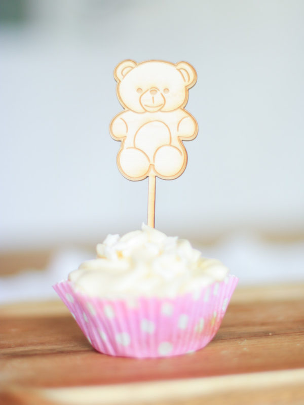 Bamse til babyshower cupcakes